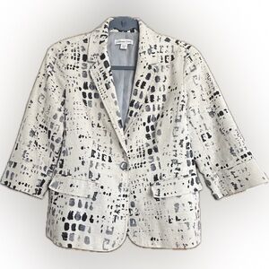 Linen blend one-button blazer petite 10 Coldwater Creek EUC